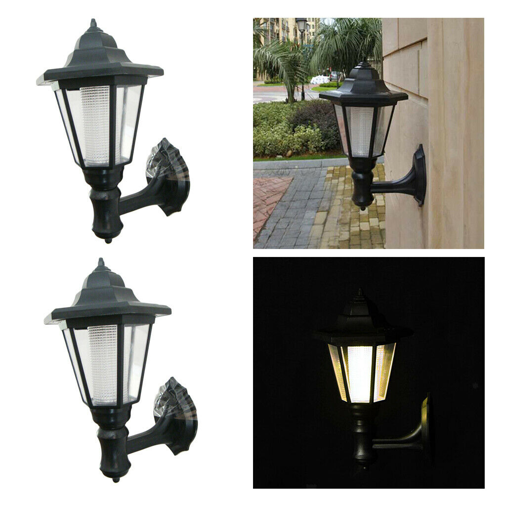 2x Solar LED Garden Landscape Light Fixture Hallway Wall Lantern Waterproof Lamp