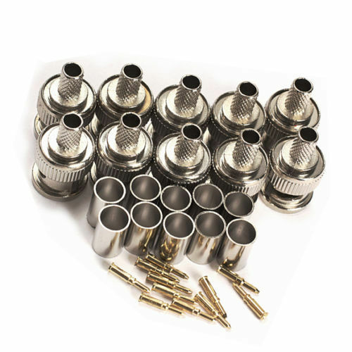 10 x Crimp On BNC Male RG59 Coax Coaxial Connection Adapter For CCTV Cam HF FG