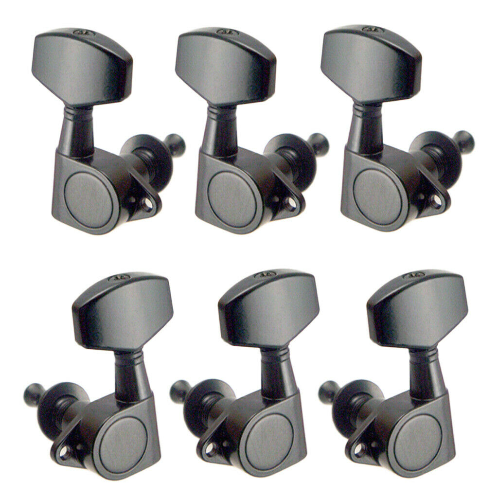 6 Pieces Iron Left+Right Tuning Pegs Machine Heads for Acoustic Guitar Black