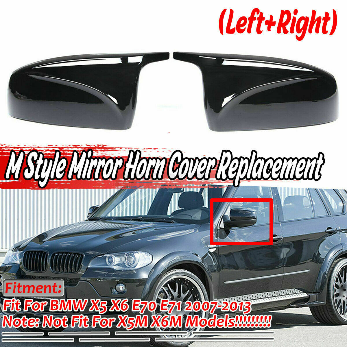 2pcs Rearview Excellent Side Wing Mirror Cover Caps For BMW X5 E70 X6 E71 07-13