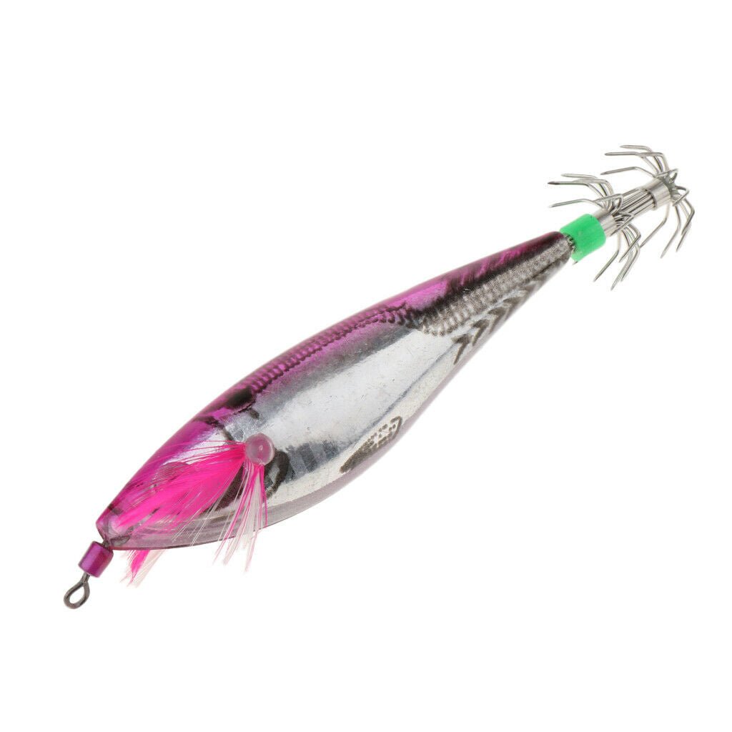 2X Hard Plastic Glow Tail Saltwater Fishing Lure Octopus Squid Jig Hook Pink