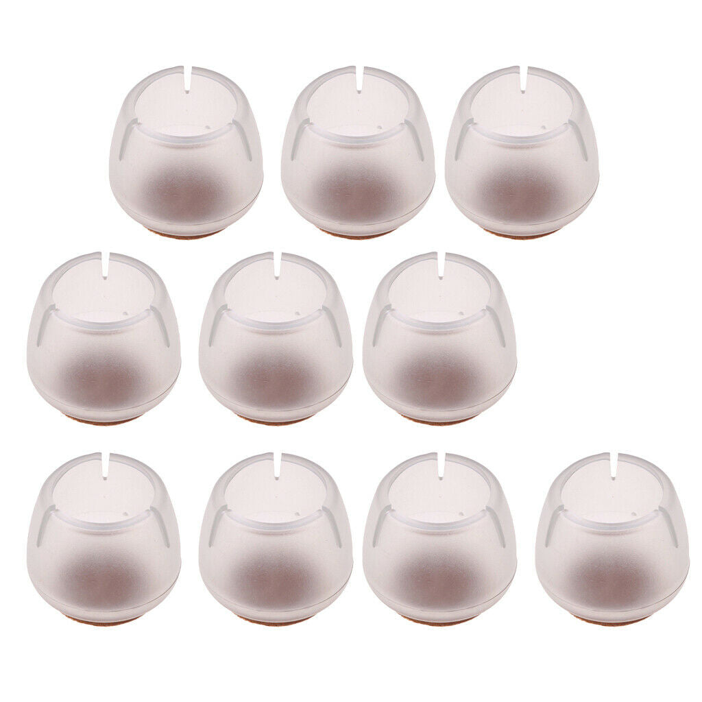 10 Chair Leg Caps Flexible Rubber Floor Protectors Clear Round Leg 12-16mm