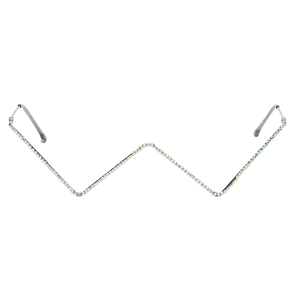 2pcs Womens Sparkling Eye Glasses W Shape Small Metal Frame Party Designer