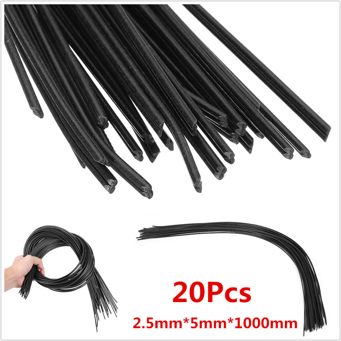 20x Black PP Plastic Welding Rods Car Bumper Repair For Welder Gun/ Welding Tool