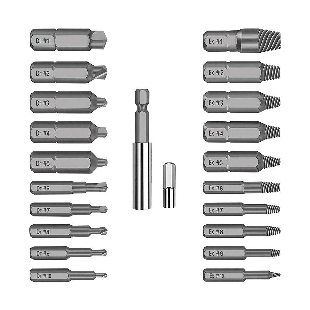 Lots 22 Damaged Screw Extractor Drill Bits Remover Set Kit Socket Adapter