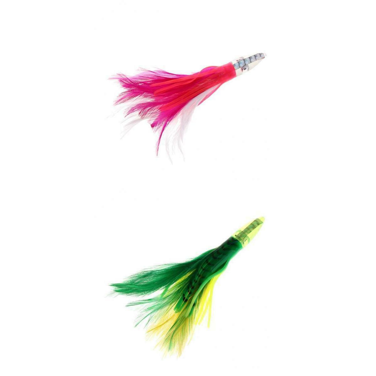 Pink + Green Fishing Lure 14cm 32g Head Feather Marlin Lure