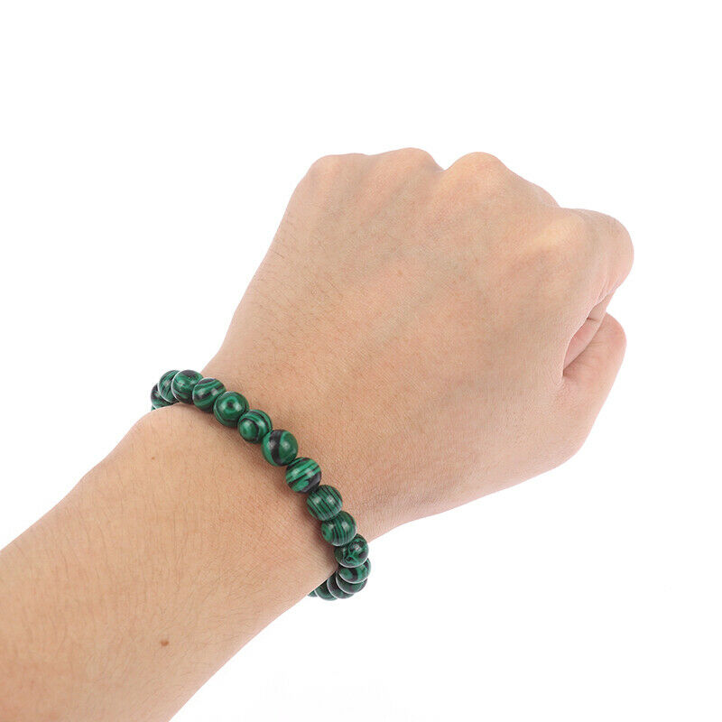 2Pcs/pair 8mm Green Malachite Stone Beads Bracelets Couple Charm Brace JYDFAU