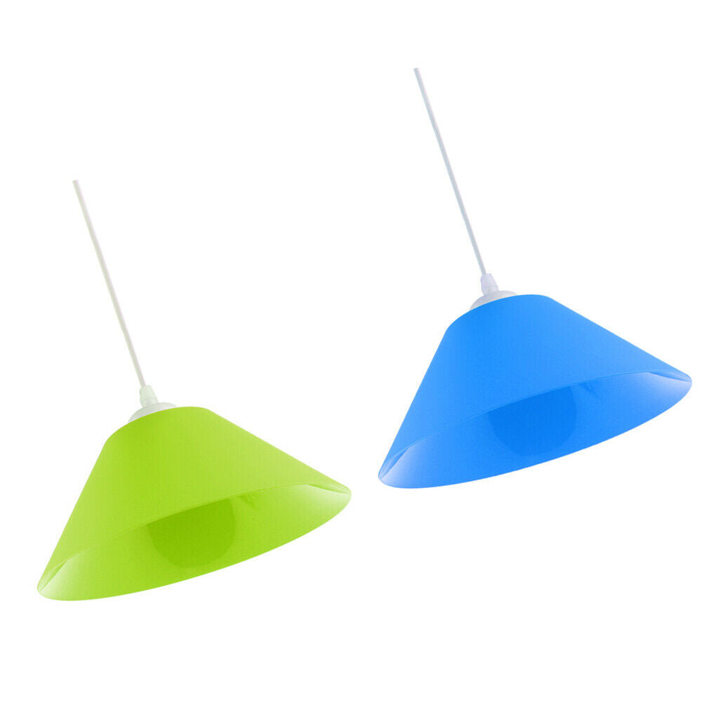 2 Pack Bright Color Cone-Shaped Lampshade Ceiling Light Fixture Blue & Green