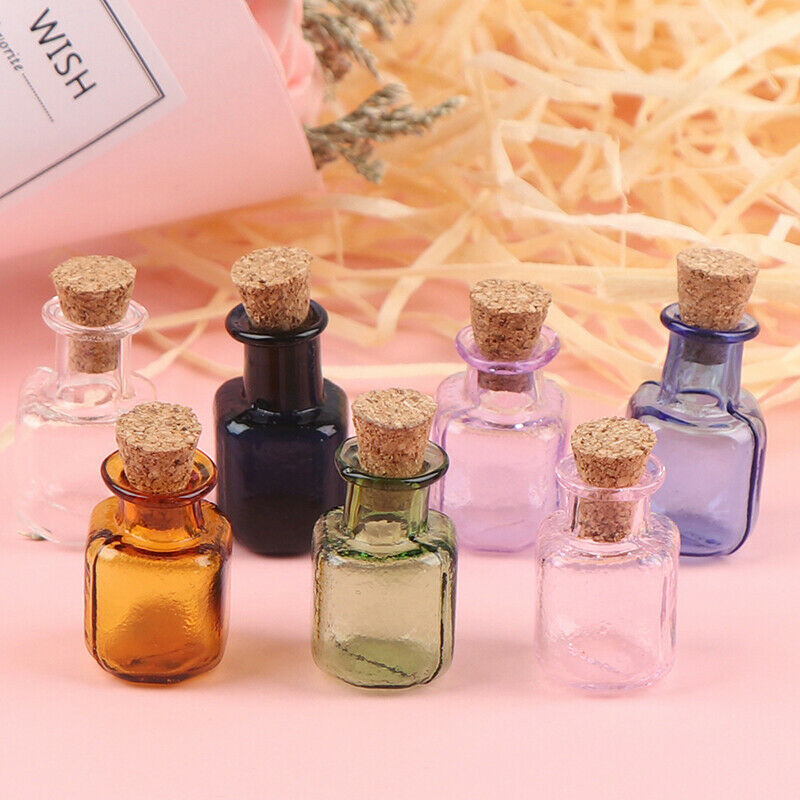 Mini Glass Color Bottles With Stopper Cork Rectangle DIY Little Bottle Xmas D TH