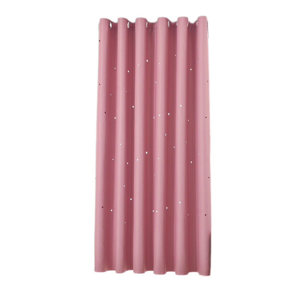 Romantic Hollow Star Blackout Curtain for Bedroom Pink_132x160cm
