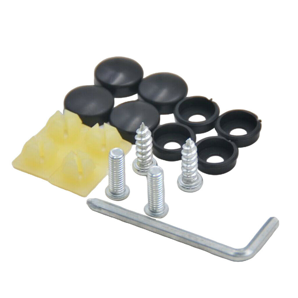 Stainless Steel License Plate Frame Screws Fastener And Caps Cover Set Kits