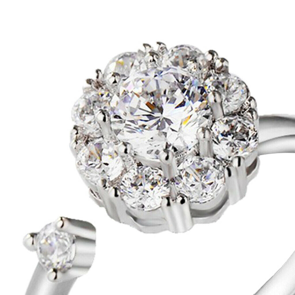 Pack of 6 Lady Wedding Zircon Zirconia Ring Open Anti Anxiety Rings Gift