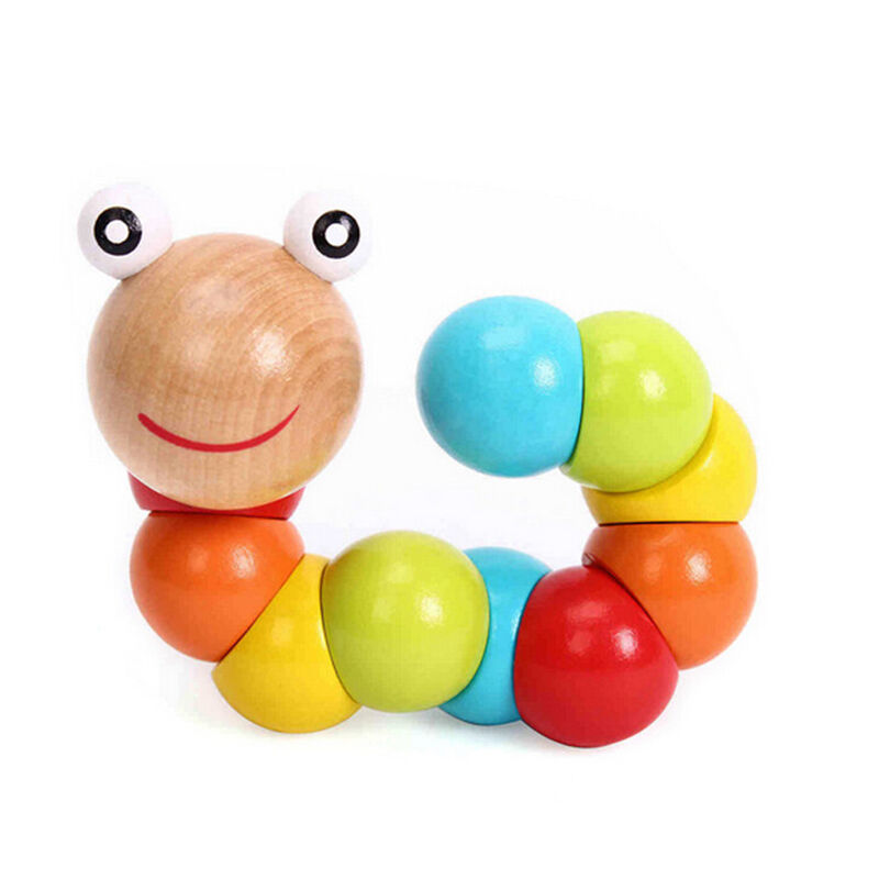 Baby Kids Twist Caterpillar Wooden Toys Infant Educational Development To.l8