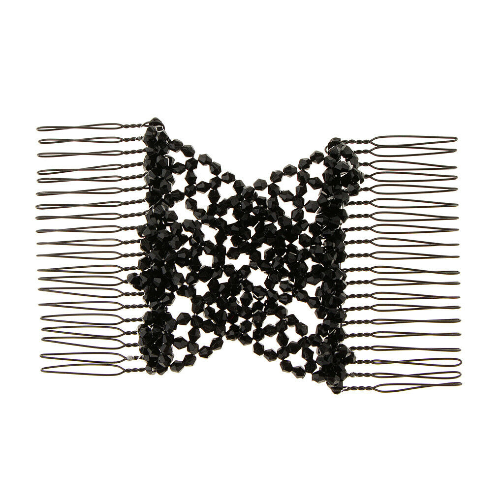 Black Beaded Magic Hair Combs Beads Double Hair Clips for Thick Hair