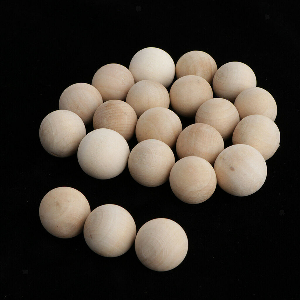 20Pcs Wooden Hardwood Balls 3cm Round Beech Wood Beads for Crafts Toys