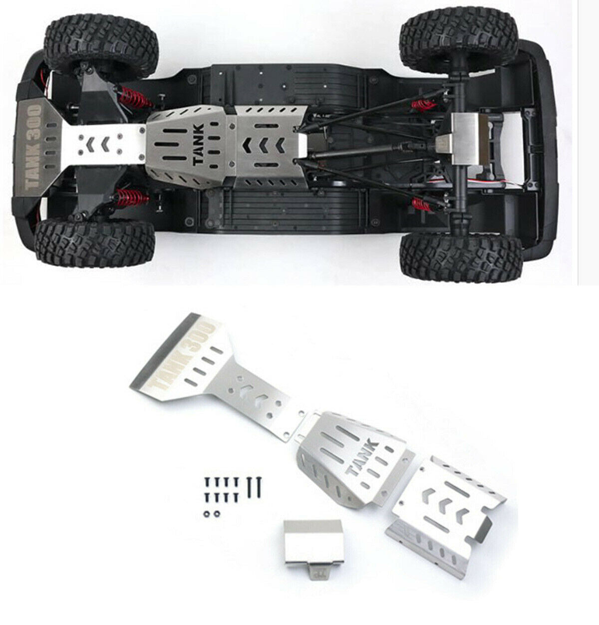 1/8 Metal Chassis Axle Guard Plate Set for KM Traction Hobby Tank300 RC Car Part