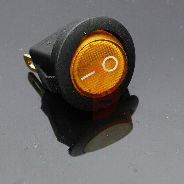 5PCS Mini Yellow Round 3 Pin SPDT ON-OFF Rocker Switch Snap-in