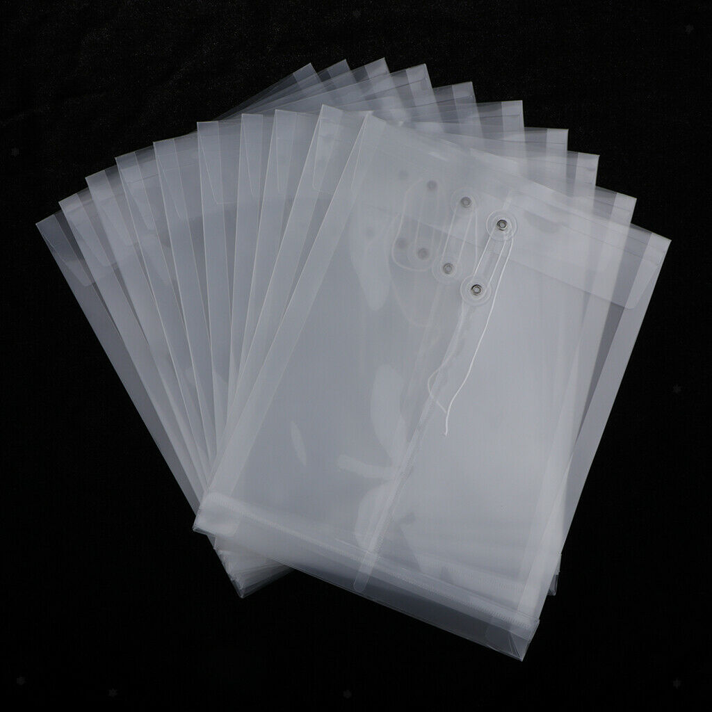 10-pack Waterproof Clear Document Folder Envelopes Organizer with String A4