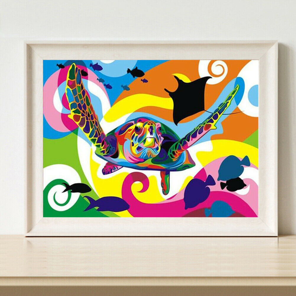 50x40cm Colorful Turtle Painting By Numbers DIY Hand Painted Wall Art Decor @