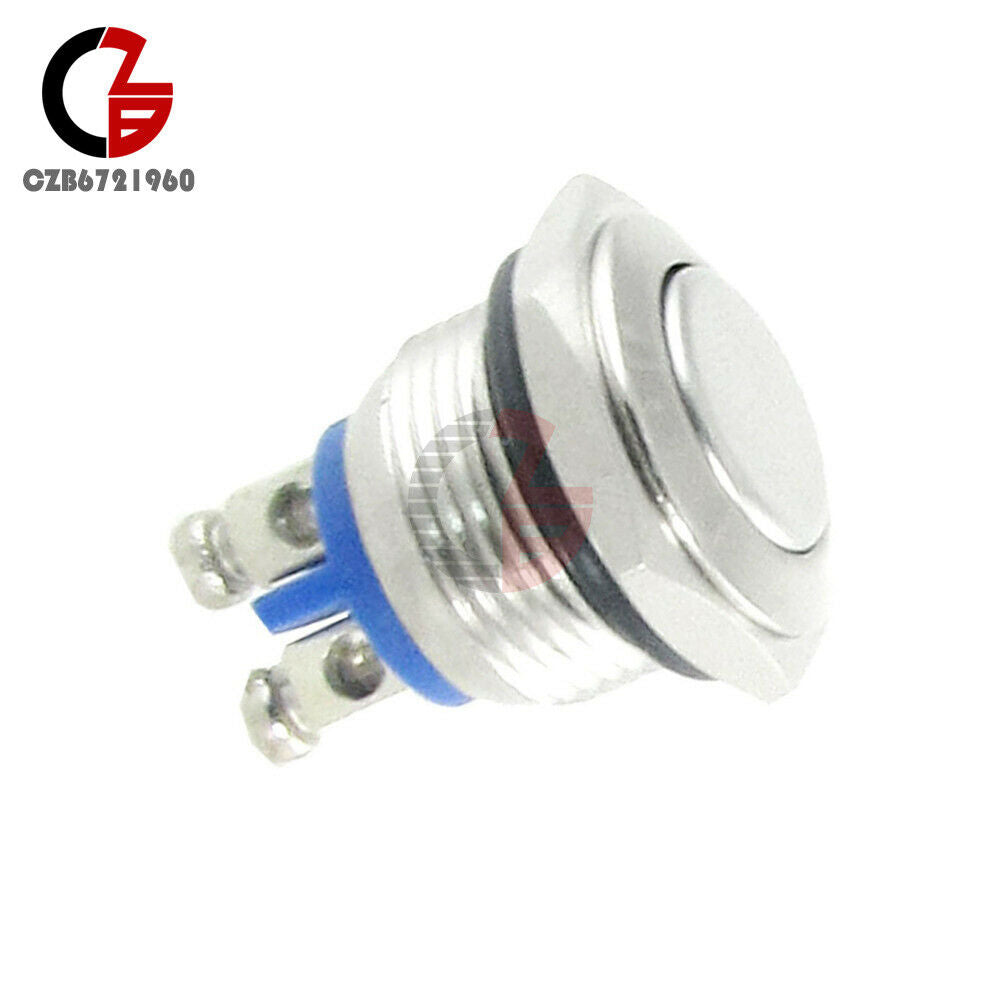 5PCS 16mm Anti-Vandal Momentary Stainless Steel Metal Push Button Switch NO