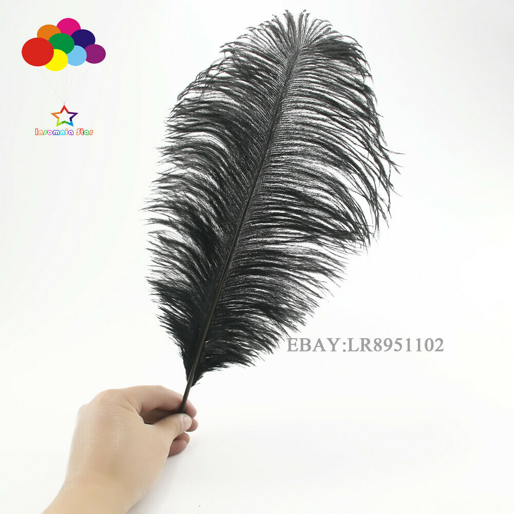 100 Pcs Black Ostrich Feather Plume 6-8" for weddings Events Birthday parties