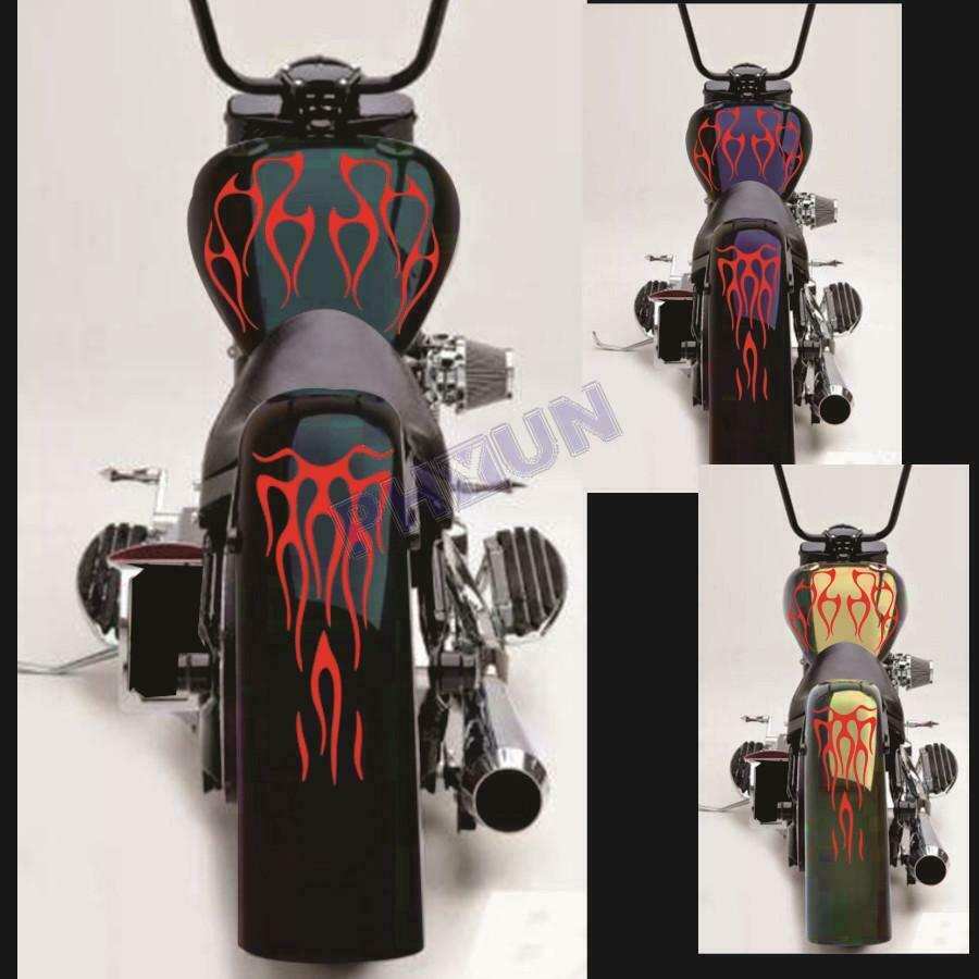 Red Flame Style Stickers Decals Trim For Motorcycle Gas Tank & Fender Universal