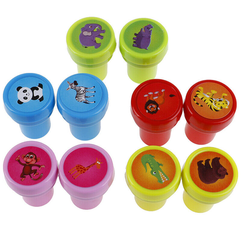 10Pc animal Self-ink Stamps Goody Bag Pinata Fillers Kids Birthday Party .l8