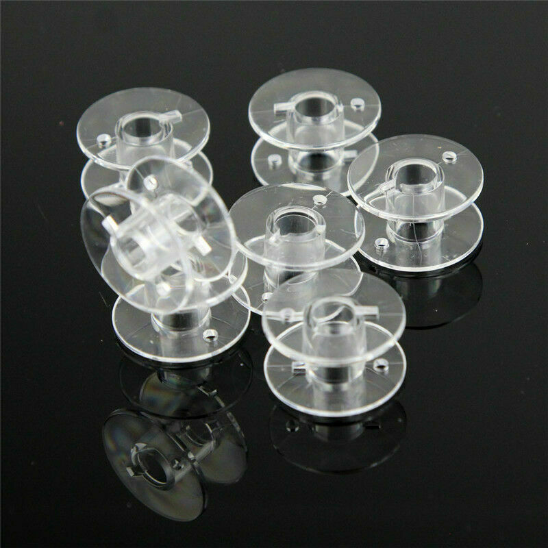 25 PLASTIC BOBBINS SPOOLS FOR SEWING MACHINE ACCESSORY WITH BOBBIN CASE BOX