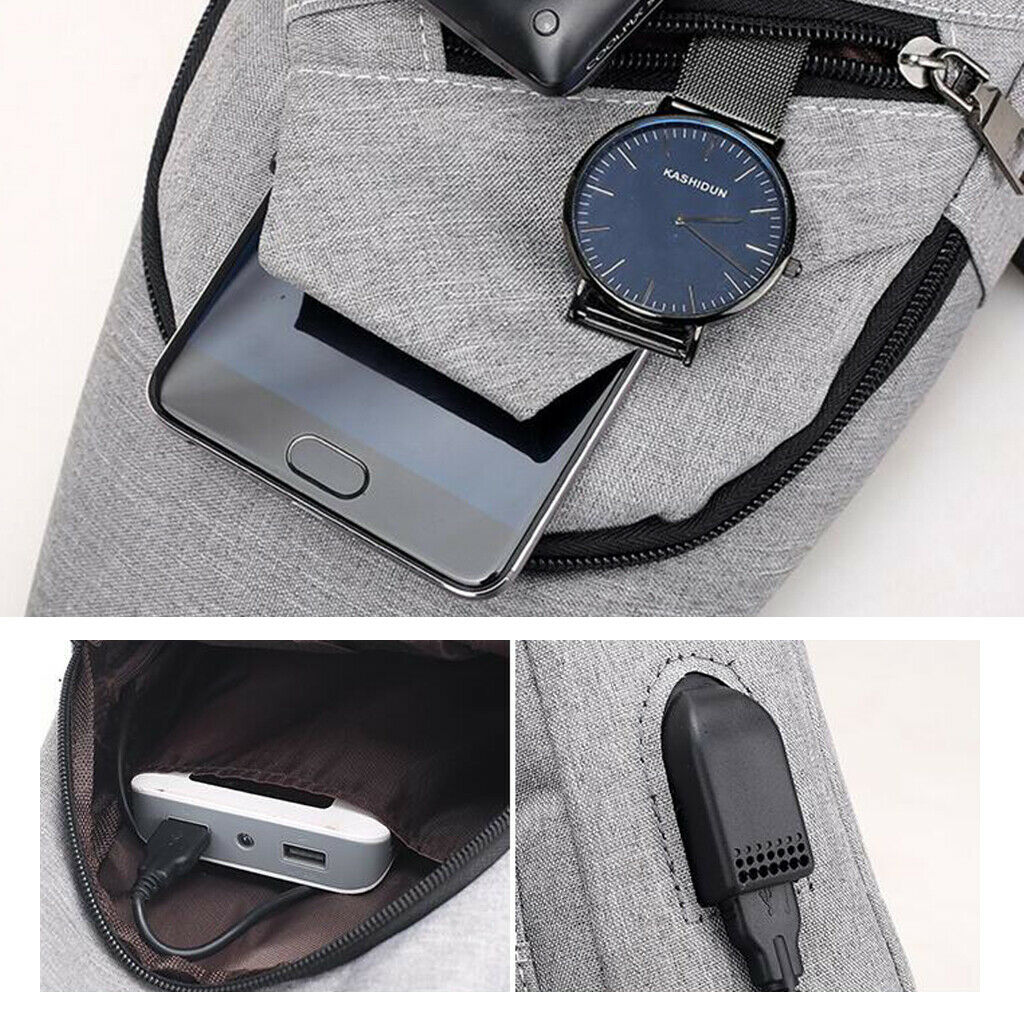 3Pcs Sling Chest Bag Chest Sling Bag with USB Charging Port Outdoor Backpack