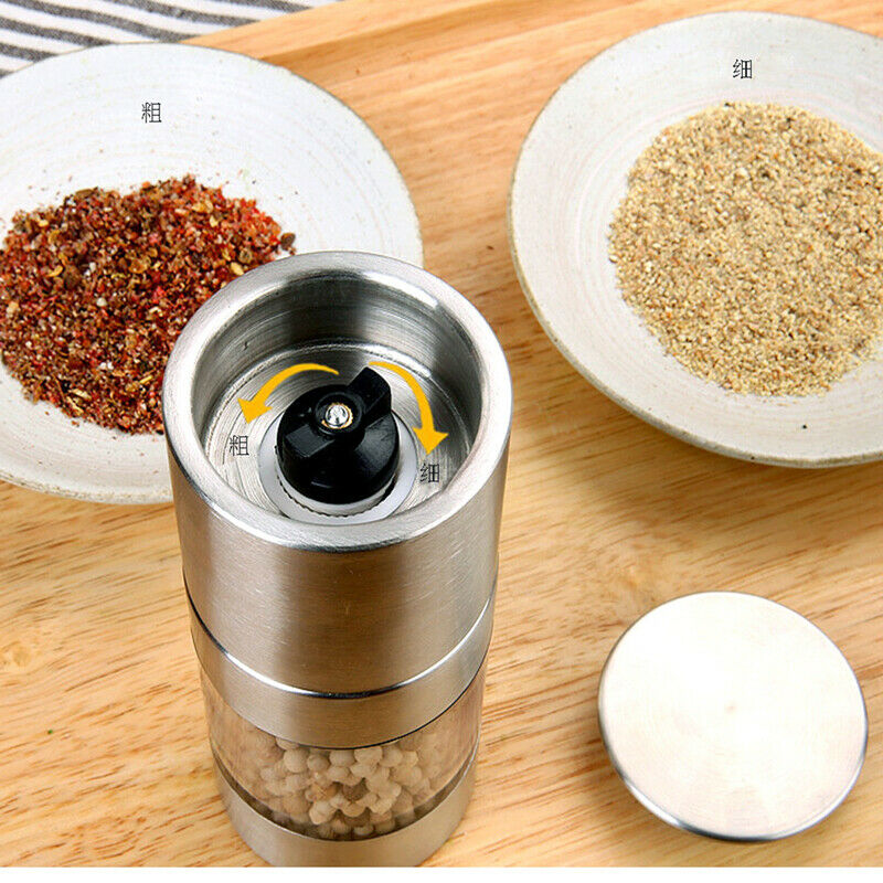 2 In 1 Stainless Steel Durable Salt Pepper Manual Mill Grinder Shaker Refilla DF
