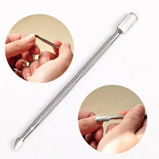 Stainless Steel Cuticle Nail Pusher Remover Double Ended Pedicure Tool Utility