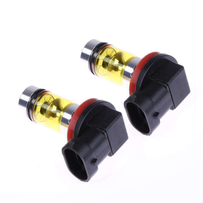 2 X High Power Led Lights 100W H8 H11 Yellow Fog Light 2828 20Led Headlight LaM6