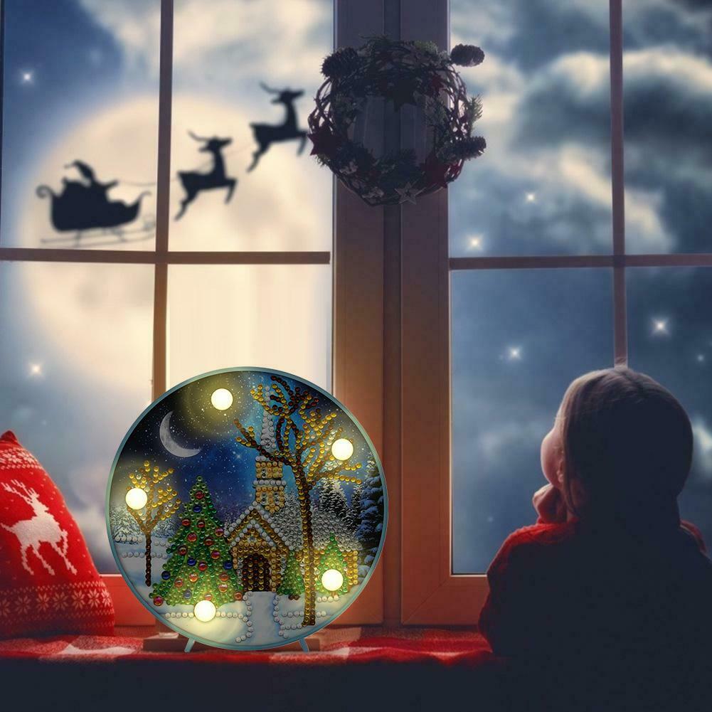 DIY Special Shaped Diamond Painting Christmas Tree House Light Home Decor @