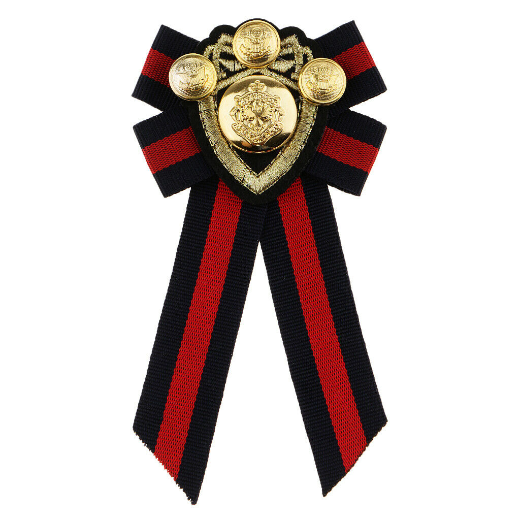 Pre-tied Bowknot Brooch Fabric Bow Tie Men Wome British Badge Stripe 4Pcs