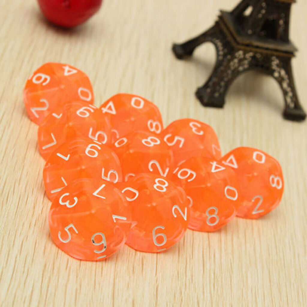 20pcs/set Green + Orange Ten Sided Game Dice Die for DnD D&D RPG Accessories