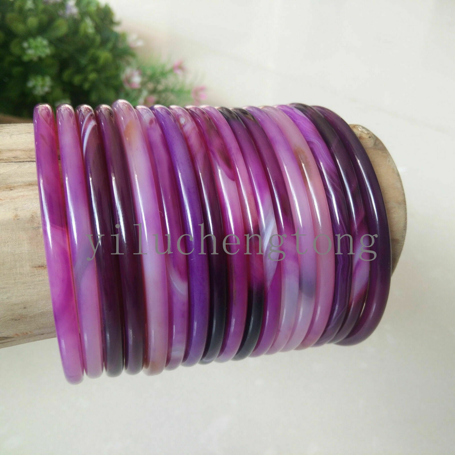5pcs Fashion 100% Natural Agate Chalcedony Bangle Bracelet 54-55mm+Certificate