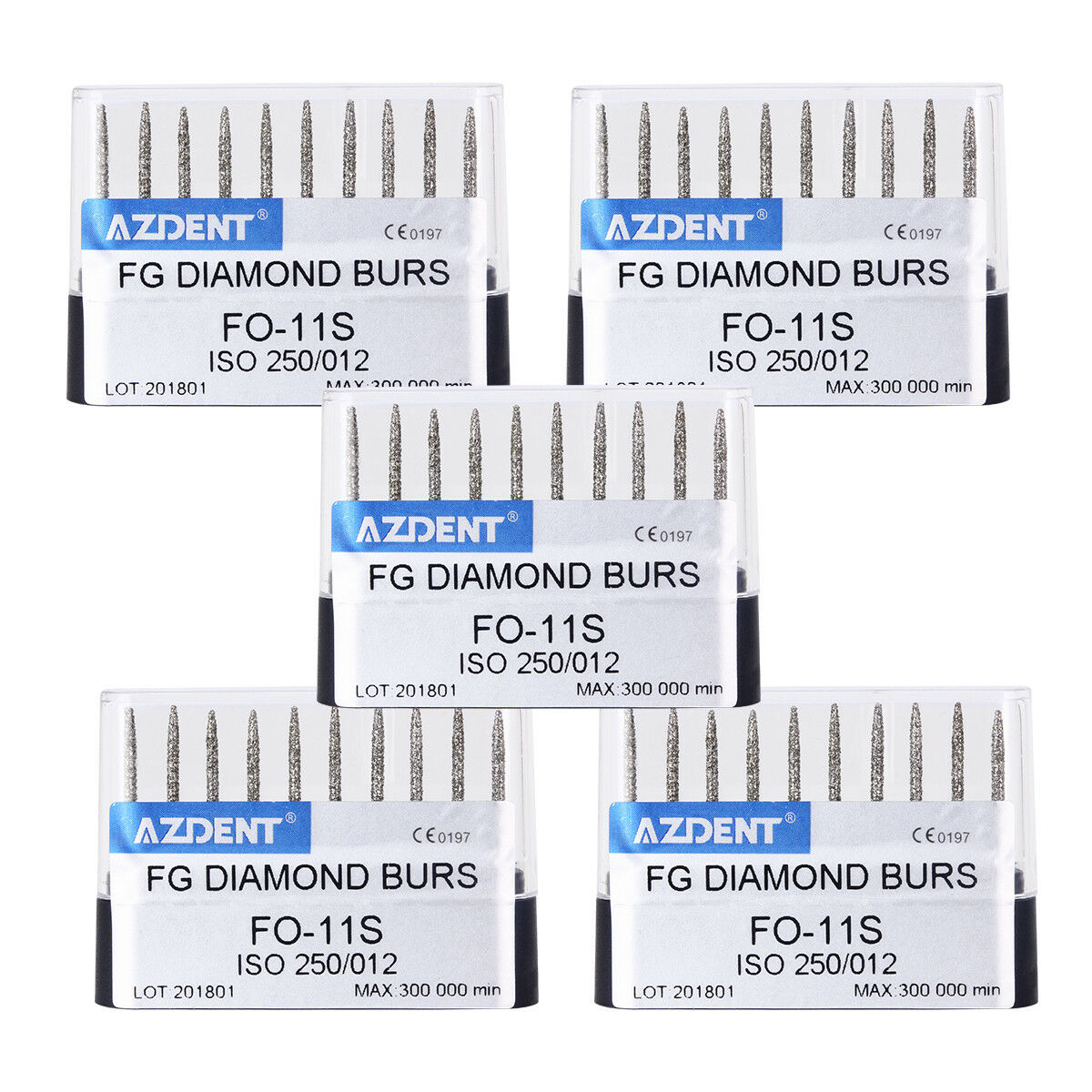 100X AZDENT Dental High Speed Super Coarse Diamond Burs Drills FO-11S 10pcs/Kit