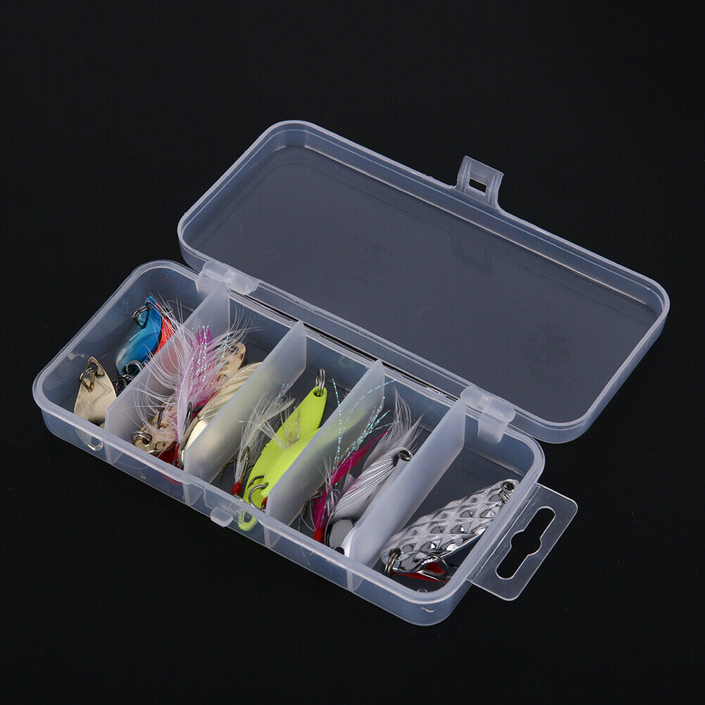 10pcs Metal Fishing Lures Tackle with 6 Single Hook and 4 Treble Hook Lures @