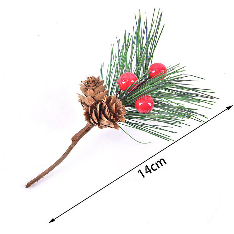 10pcs Artificial Berry And Pine Cone With Holly Branches Christmas Decorat*D TL