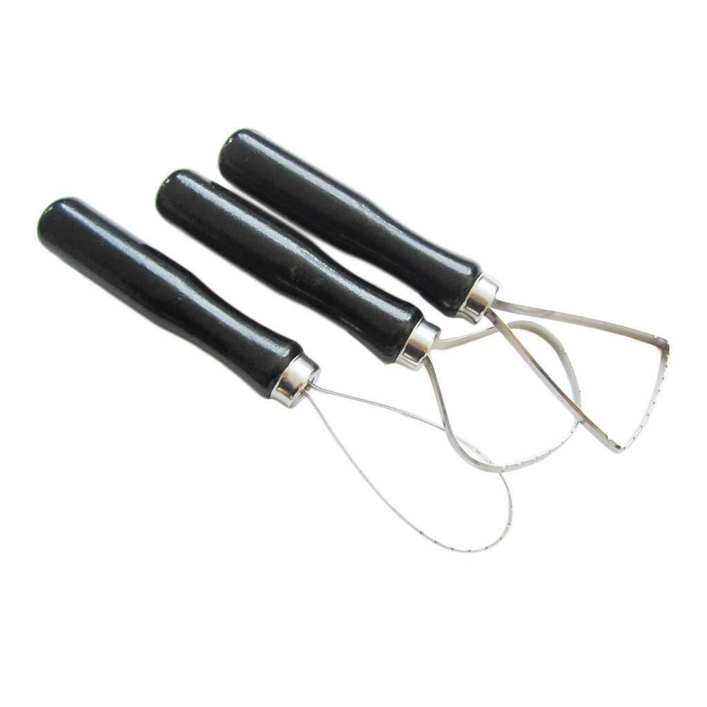 3pc Ceramic Pottery Clay Trimming Big Loop Tools Set With Flat Wire Tool Set