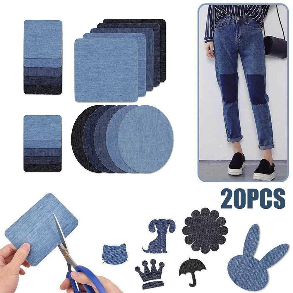20pcs Iron On Patches Denim Patches DIY Stickers Sewing for Clothes Jeans Repair
