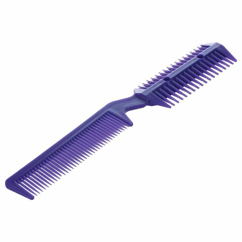 Metal Blade Razor Plastic Hair Comb Cutter Trimmer Purple F8I1