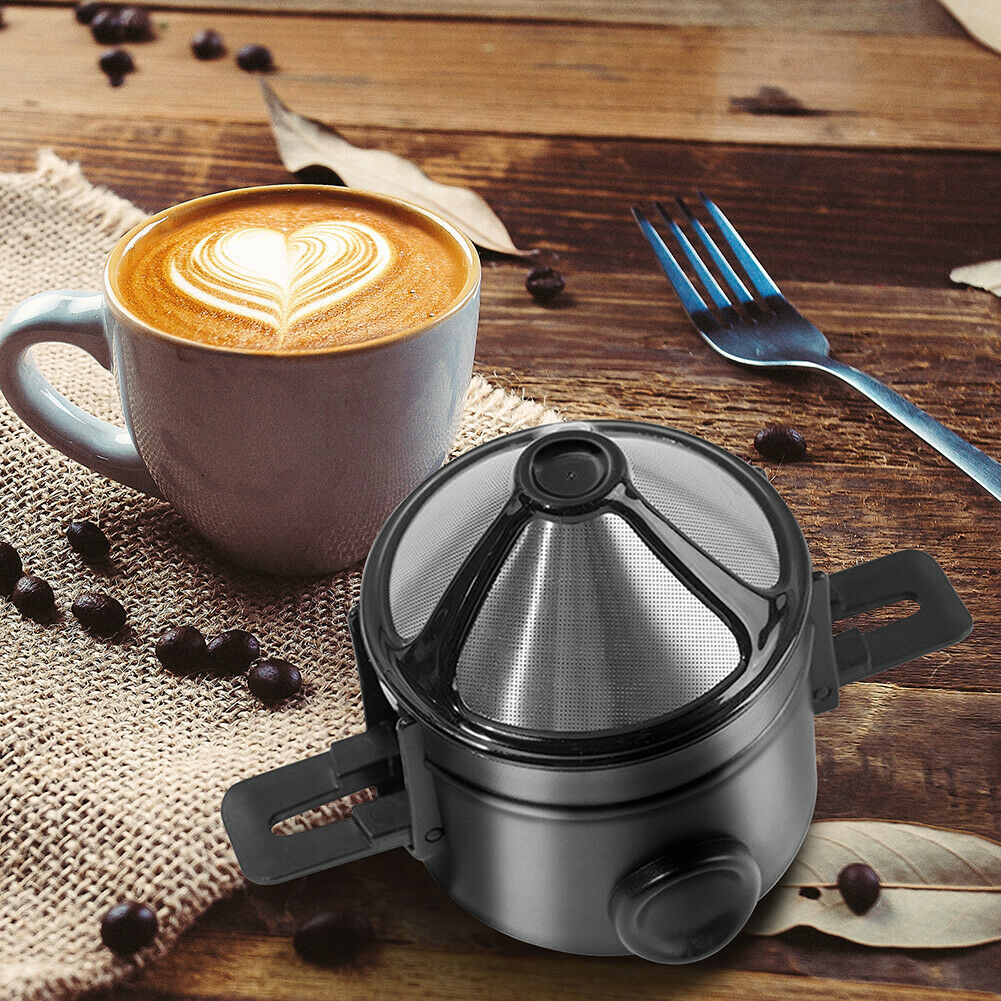 2pcs Stainless Steel Coffee Dripper Reusable Metal Pour Over Coffee Filter @
