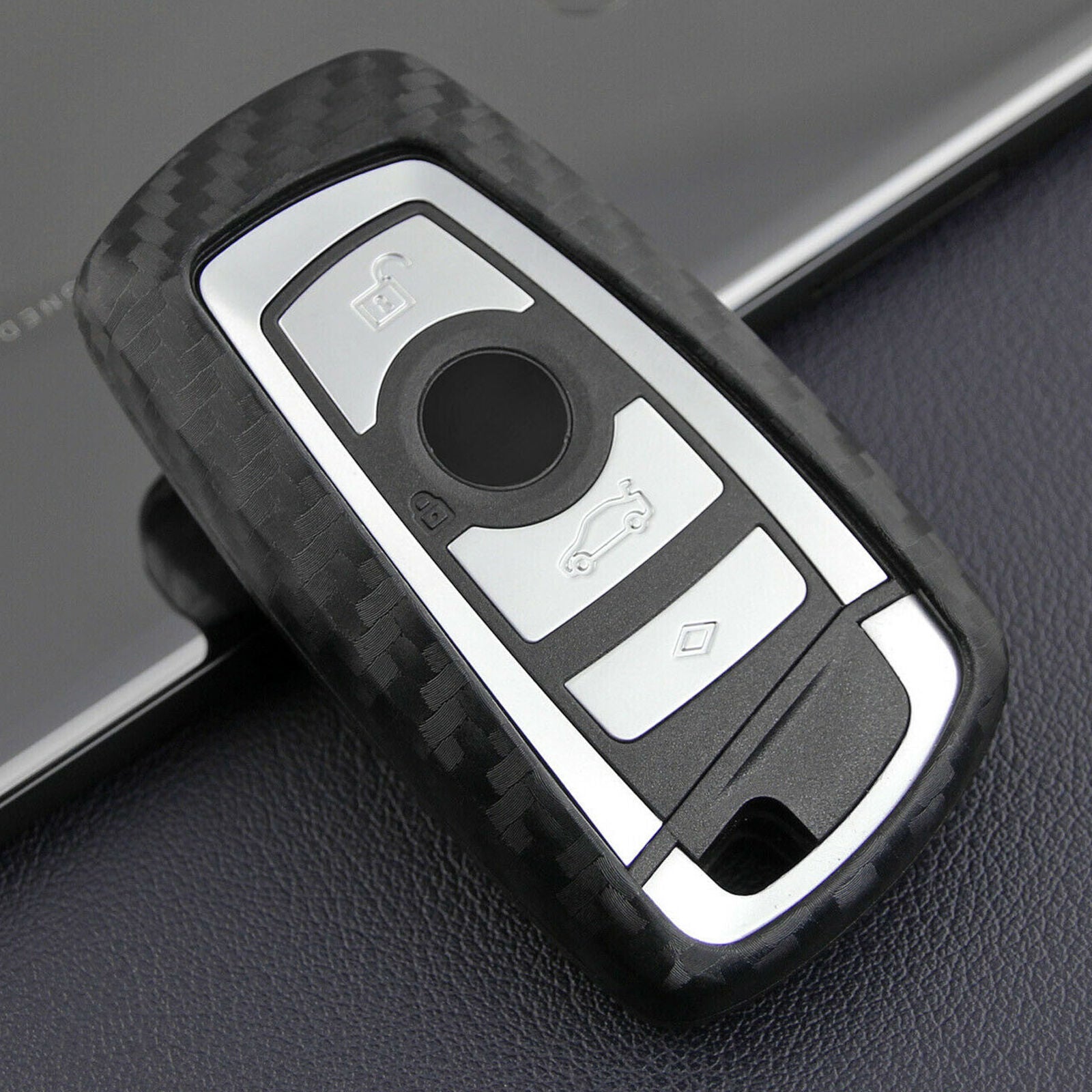 For BMW 1 2 3 4 5 6 7 Series X3 X4 Carbon Fiber Key Case Cover Fob Holder Shell