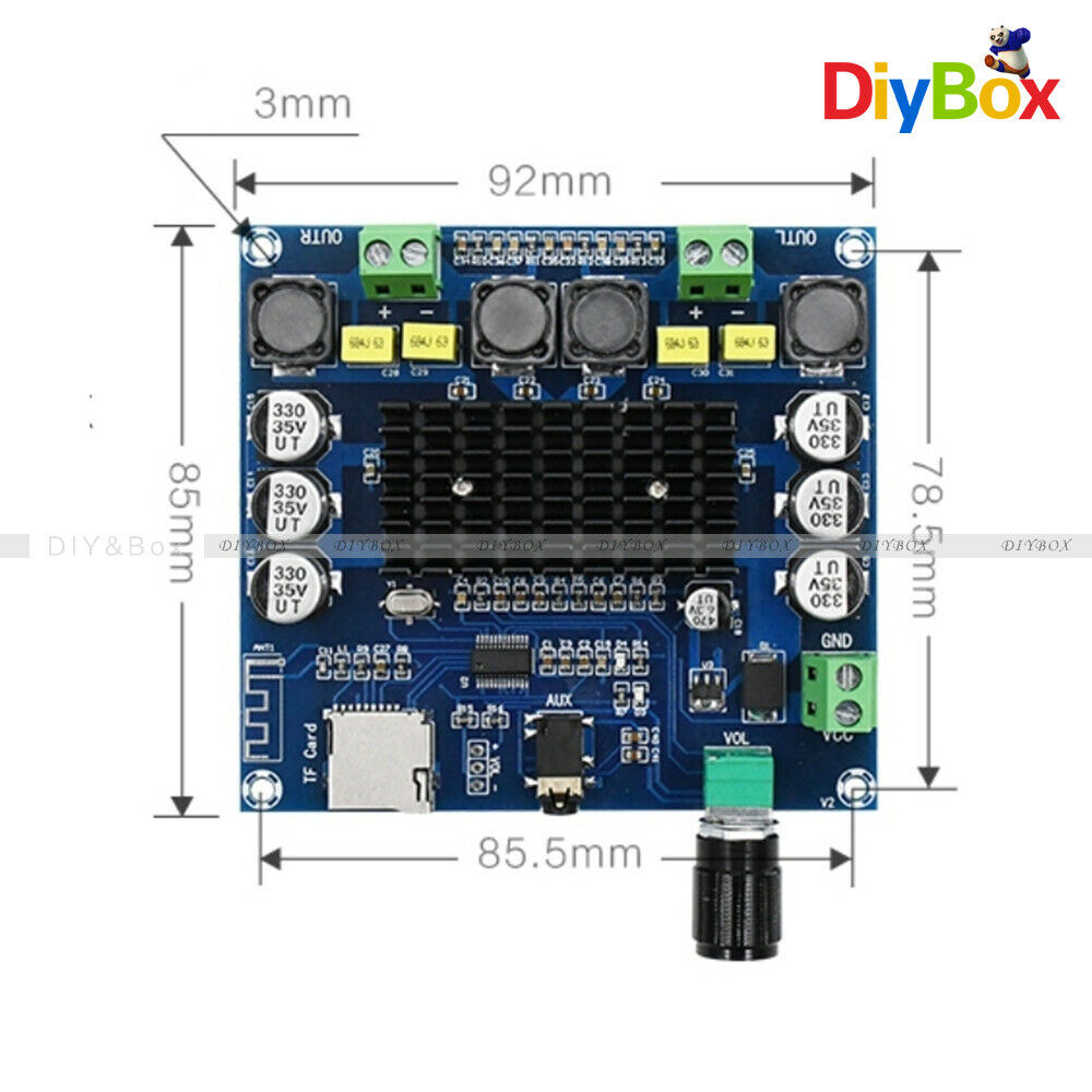 Digital XH-A104 Bluetooth 4.1 Power Amplifier Board TPA3116 50WX2 TF DC12-24V