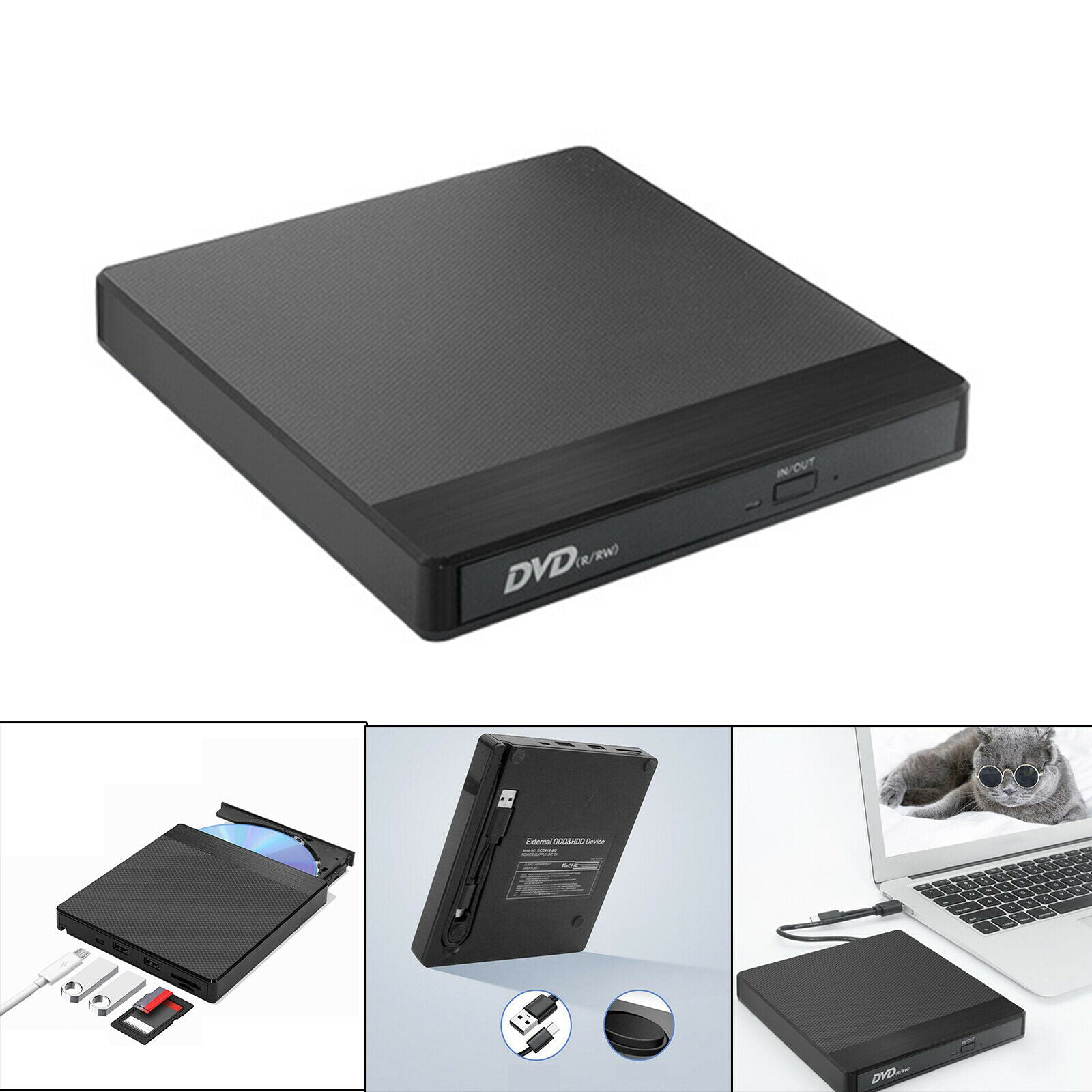 USB Type-C External DVD Burner Player DVD-RW High Writing and Reading Speed
