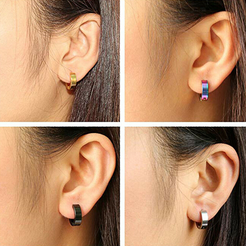 14 Pieces Stainless Steel Women Hoop Earrings for Men Huggie Ear Piercings .