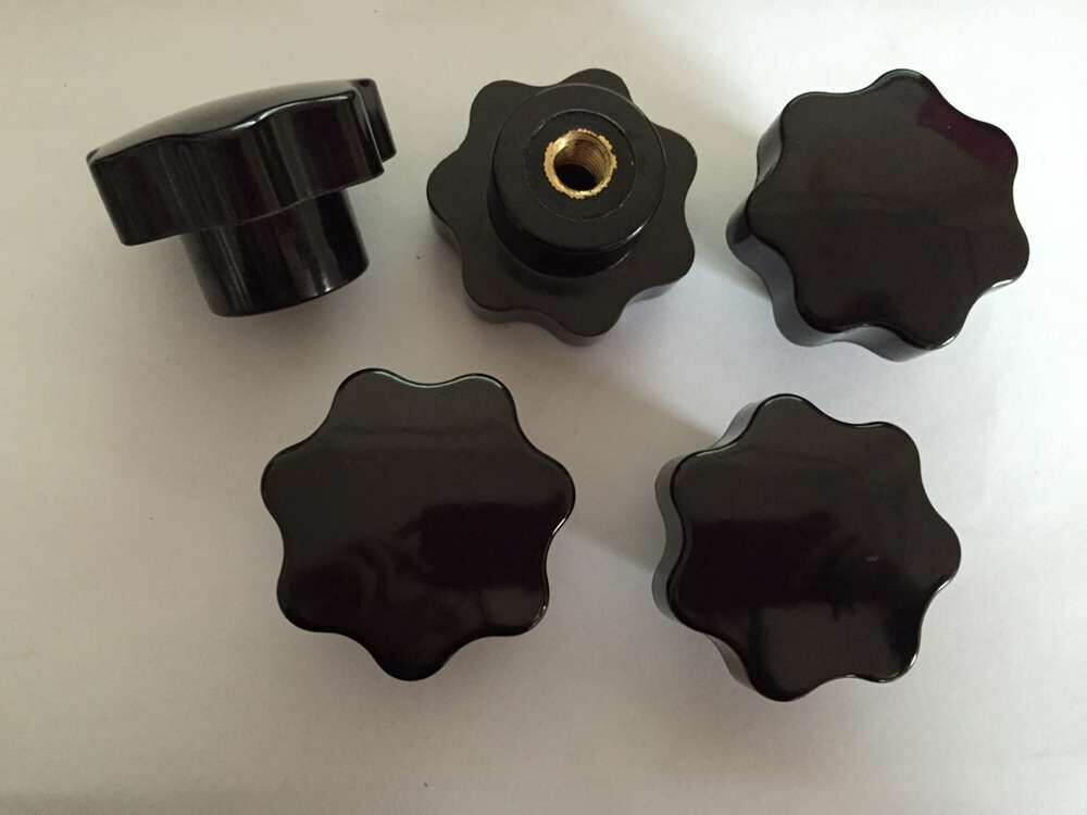 M10 50mm Dia Thread Head Clamping Seven Star Shape Knob Black 5PCS