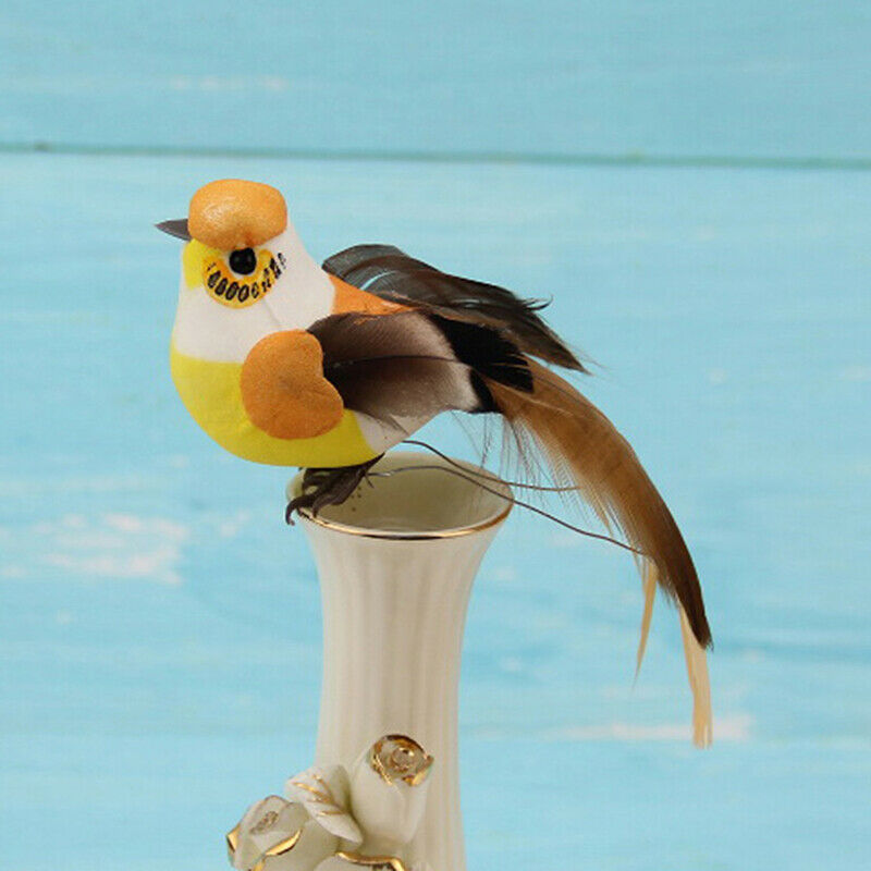 2pcs Foam Feather Artificial Birds Vividly Sparrow Garden Emulation Decor.l8