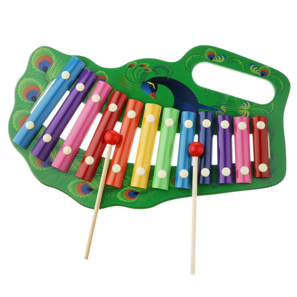 Wooden 12 Key Notes Xylophone Toys Hand Knock Piano Music Instrument for 1 2 3
